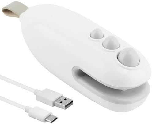 Uxely Mini Bag Sealer Portable Bag Sealer Heat Seal 2 In 1 Handheld Heat Vacuum Sealer With Cutter For Chip Plastic Bags Food Storage Snacks Freshness(Color:White+Grey)