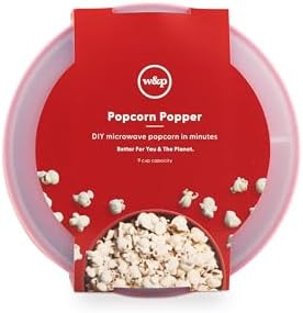 W&P Microwave Silicone Popper Maker Red Collapsible Bowl W/Built In Measuring Bpa Eco-Friendly Waste 9.3 Cups Of Popped Popcorn