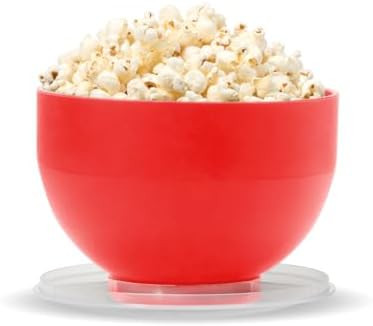 W&P Microwave Silicone Popper Maker Red Collapsible Bowl W/Built In Measuring Bpa Eco-Friendly Waste 9.3 Cups Of Popped Popcorn