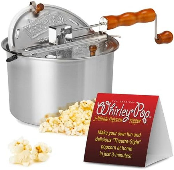 Wabash Valley Farms Gourmet Popcorn Popper Aluminum Popcorn Pot With Nylon Gears And Wabash Valley Farms Large Plastic Bowl For Popcorn