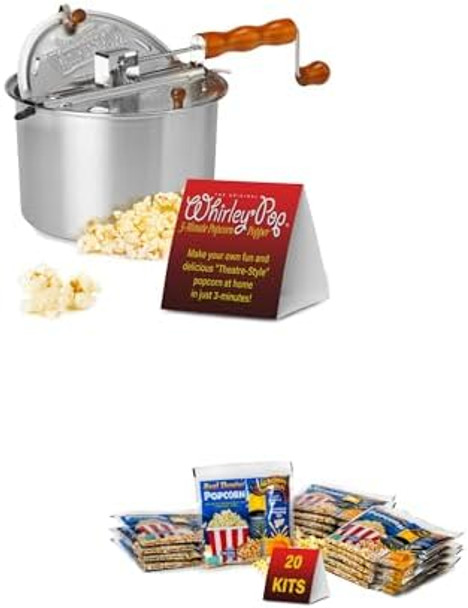 Wabash Valley Farms Gourmet Popcorn Popper Aluminum Popcorn Pot With Nylon Gears And All In One Popcorn Packs: All In One Popcorn Kit Real Theatre Popcorn Popcorn Kernels