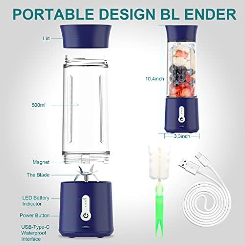 22Oz Portable Usb Blender 150W Cordless Mini Smoothie Maker Lightweight 10+ Blends Travel/Gym/Office Use