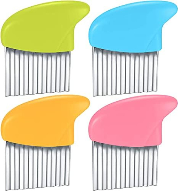 4 Pcs Crinkle Cutter French Fry Potato Slicer Cutters Stainless Steel Waffle Fry Cutters Wavy Chopper For Veggies Fruit Vegetable Potato Carrots Butter Wavy Crinkle Chopper Knife