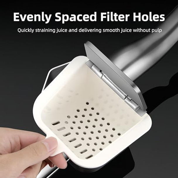 304 Stainless Steel Lemon Squeezer Heavy Duty Manual Press Fruit Juicer Hand Juicer Squeezer With Detachable Filter And Labor-Saving Handle For Lemon Citrus Orange Lime