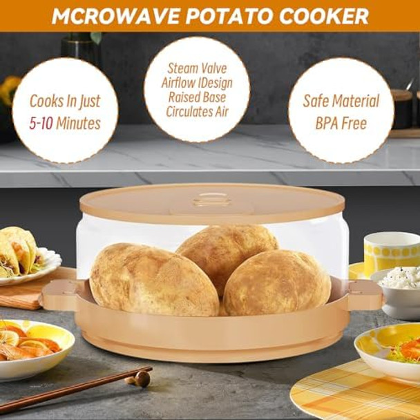 Baked Microwave Potato Cooker Plastic Potato Steamer Quick Cooking Dishwasher Safe Clear Bpa- Suitable For Microwave Bacon Sweet Potatoes Baking