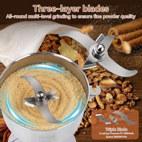 Grain Mill Grinder - High-Speed 750G 304 Stainless Steel Professional Grain Mill & Spice Grinder For Kitchen And Coffee Shop - Grinds Grains Corn Coffee And Dry Spices With Easy Operation