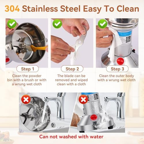 Grain Mill Grinder - High-Speed 750G 304 Stainless Steel Professional Grain Mill & Spice Grinder For Kitchen And Coffee Shop - Grinds Grains Corn Coffee And Dry Spices With Easy Operation