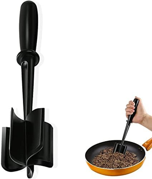 Meat Chopper Hamburger Chopper Potato Masher-Professional Multifunctional Heat Resistant Nylon Ground Beef Smasher Kitchen Tools And Gadgets ​Safe For Non-Stick Cookware.
