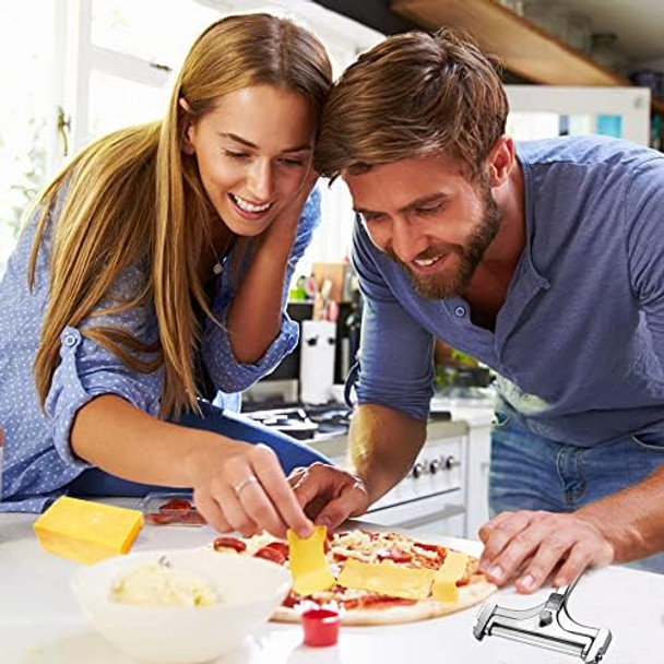 Cheese Slicer With Adjustable Thickness - Stainless Steel Cheese Cutter With Wire - Hand Held Cheese Cutter For Cheddar Gruyere Raclette Mozzarella Cheese Block Adjustable Cheese Shaver