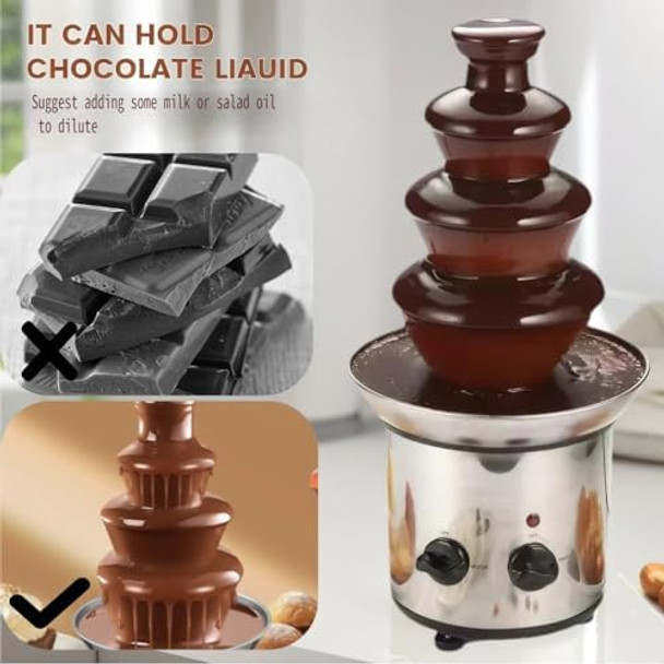 4 Tier Chocolate Fountain For Party Stainless Steel Electric Chocolate Fondue Fountain Machine For Party