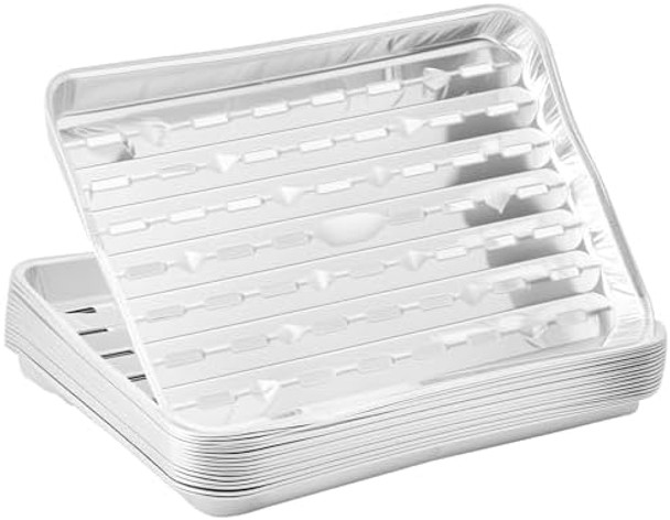 20Pcs Rectangular Aluminum Foil Food Pan Heat Resistant Versatile Aluminum Foil Sheet Pan Asy Cleaning Food Tray For Steamer Baking For Oven