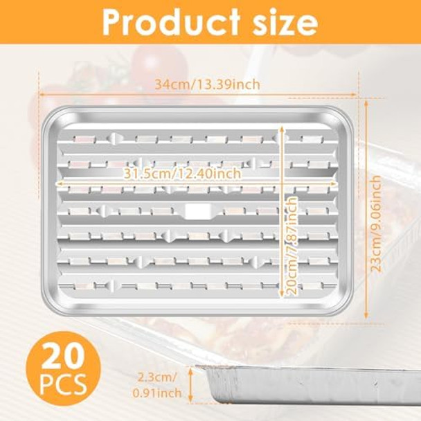 20Pcs Rectangular Aluminum Foil Food Pan Heat Resistant Versatile Aluminum Foil Sheet Pan Asy Cleaning Food Tray For Steamer Baking For Oven