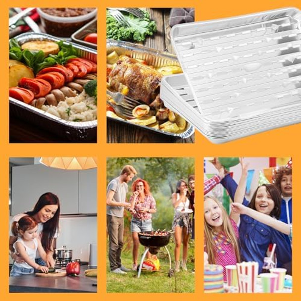 20Pcs Rectangular Aluminum Foil Food Pan Heat Resistant Versatile Aluminum Foil Sheet Pan Asy Cleaning Food Tray For Steamer Baking For Oven