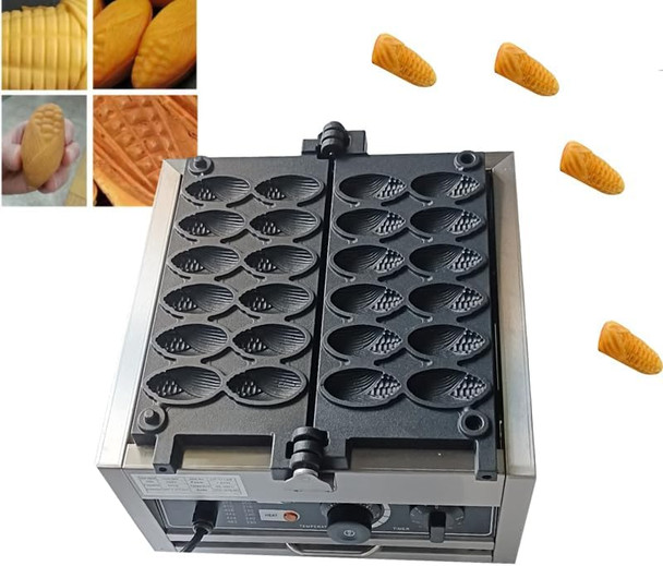 Commercial Corn Waffle Maker Machine Nonstick Electric Corn Waffle Maker 12Pcs Mini Corn-Shaped Waffle Maker Non-Stick Baking Waffle Iron For Restaurant Bakeries Snack Bar Home 1800W 110V