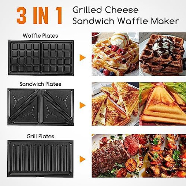 Aigostar Sandwich Maker Non-Stick Panini Press 1000W Bullet Blender For Shakes And Smoothies Personal Blender Breakfast Grilled Cheese Maker Stainless Steel Tostadora De Pan Smoothie Blender