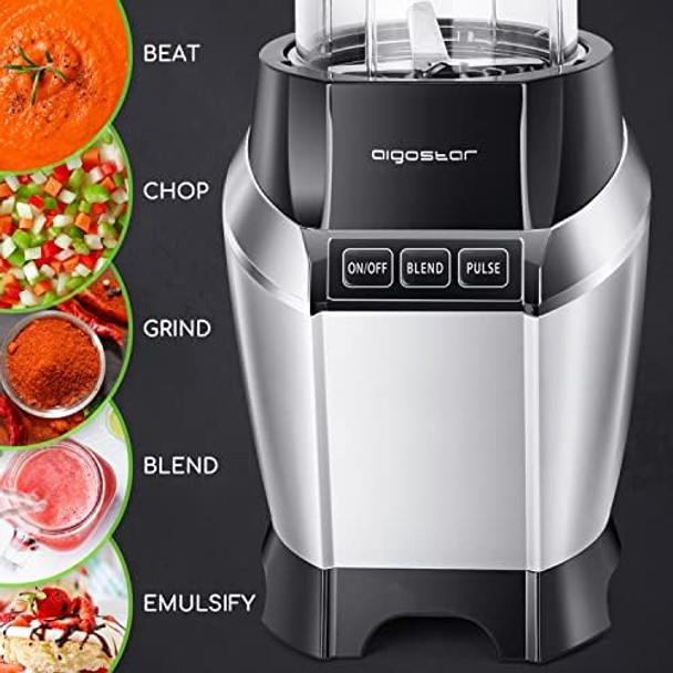 Aigostar Sandwich Maker Non-Stick Panini Press 1000W Bullet Blender For Shakes And Smoothies Personal Blender Breakfast Grilled Cheese Maker Stainless Steel Tostadora De Pan Smoothie Blender
