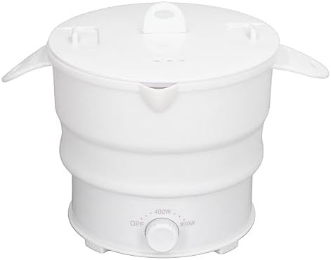 Travel Foldable Electric Pot 1.2L Folding Electric Cooker Stainless Steel Base Wide Application With Steam Rack For Household (Us Plug 110V)