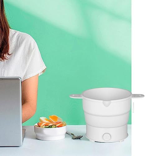 Travel Foldable Electric Pot 1.2L Folding Electric Cooker Stainless Steel Base Wide Application With Steam Rack For Household (Us Plug 110V)