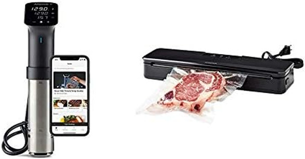 Anova Culinary Sous Vide Precision Cooker Pro (1200 Watts) And Vacuum Sealer Bundle