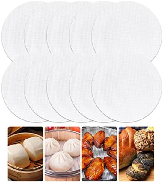 10 Pcs Round Silicone Dehydrator Sheets Silicone Steamer Mesh Non Stick Food Fruit Dehydrator Mats Steamer Mat Mesh Sheet For Buns Pastry Dim Sum Cooking Fruit Dryer (10 X 10 Inch)