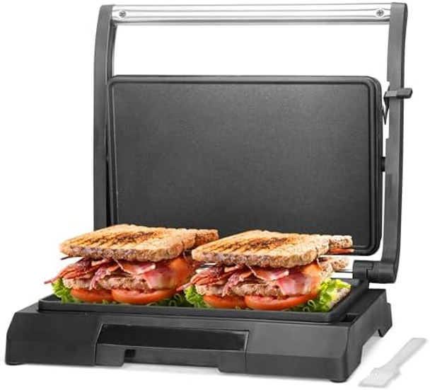 Baker'S Friend Mini Panini Press Electric Griddle 2 Slices Of Panini Grill Press Sandwich Maker Press Sandwichera Electrical For Pancakes & Eggs Oil Tray Non Stick Surfaces Stainless Steel
