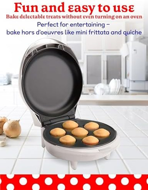Betty Crocker Mini Cake Factory With Nonstick Surface Mini Cake Machine With Cool Touch Handle & Makes 7 Delicious Cakes In Minutes Pink/White