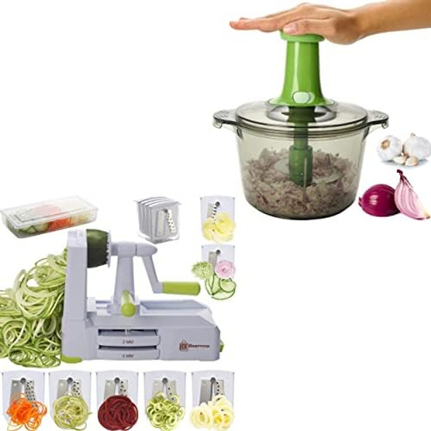 Brieftons 7-Blade Spiralizer & Brieftons Express Food Chopper (8.5-Cup)