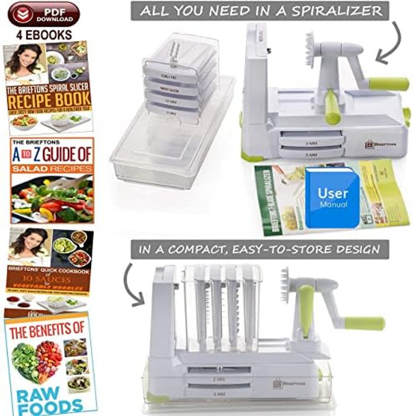 Brieftons 7-Blade Spiralizer & Brieftons Express Food Chopper (8.5-Cup)