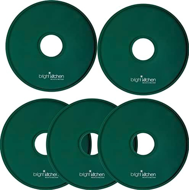 5 Fruit Leather Silicone Dehydrator Sheets Edges Fits Cosori Cfd-N051-W Fits Elite Gourmet Efd319 Round Non-Toxic Lip Efd319 Mold Batter Liquids Fruit Roll Up Leather Circle Reusable