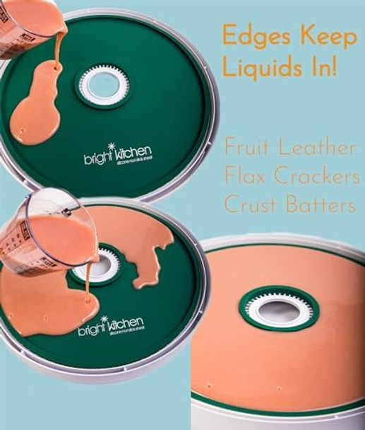 5 Fruit Leather Silicone Dehydrator Sheets Edges Fits Cosori Cfd-N051-W Fits Elite Gourmet Efd319 Round Non-Toxic Lip Efd319 Mold Batter Liquids Fruit Roll Up Leather Circle Reusable