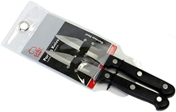Chef Craft Select Paring Knife 3.5 Inch Blade 7 Inches In Length 2 Piece Set Stainless Steel/Black