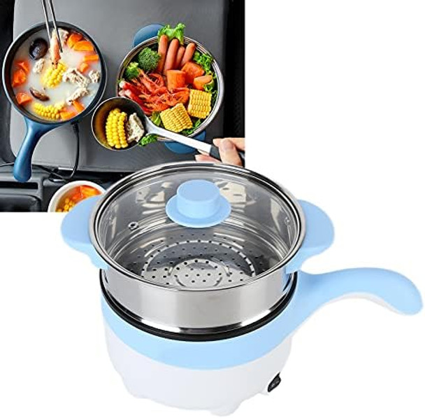 Mini Car Electric Cooker And Food Steamer 2L Portable Travel Noodles Cooker For Truck Rv Marine(24V 2 Liter Electric Frying Pan Sky Blue)