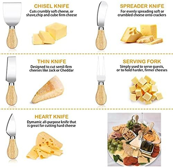 20 Pieces Set Cheese Knives Set With Wood Handle Stainless Steel Cheese Slicercheese Cuttercheese Knife Shaver Fork And Spreader For Charcuterie Board Accessories
