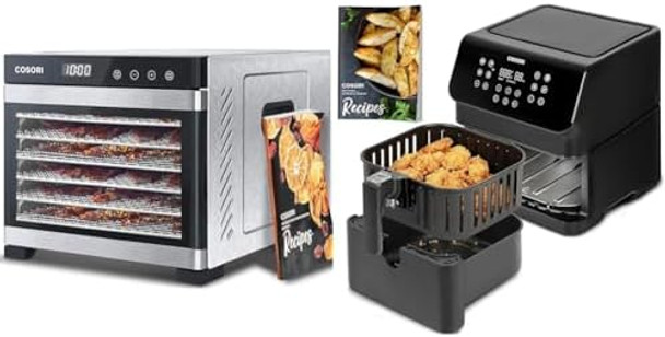 Cosori Food Dehydrator For Jerky Large Drying Space With 6.48Ft² & Air Fryer 5.8Qt Compatible With Alexa & Google Assistant