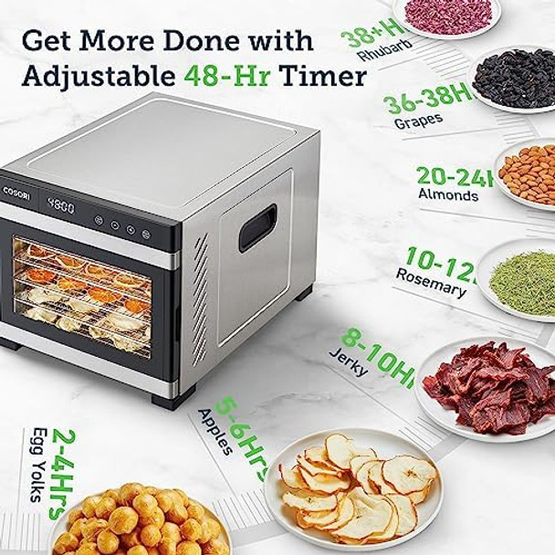 Cosori Food Dehydrator For Jerky Large Drying Space With 6.48Ft² & Air Fryer 5.8Qt Compatible With Alexa & Google Assistant
