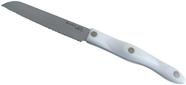 Cutco Model 3721 White (Pearl) Santoku Trimmer Knife With High Carbon Stainless 4-7/8"" Double-D Serrated Edge Blade And 5 1/4" Handle.