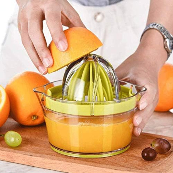 Citrus Lemon Orange Juicer Manual Hand Squeezer With Built-In Measuring Cup And Grater 12Oz Green
