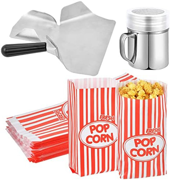 202 Pcs Popcorn Machine Supplies Set- 1 Pcs Kernel Sifting Speed Scoop 1 Pcs Seasoning Dredge 200 Pcs Popcorn Bags- Popcorn Kit For Commercial And Home Use (2 Oz)