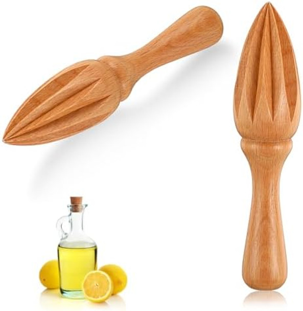 2Pcs Wooden Lemon Reamer Lime Squeezer Lime Juicer Beech Wood Handheld Kitchen Juicing Tool Suitable For Cooking Baking Home Restaurant 6.30 × 1.42 Inches