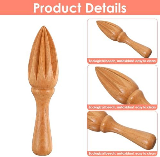 2Pcs Wooden Lemon Reamer Lime Squeezer Lime Juicer Beech Wood Handheld Kitchen Juicing Tool Suitable For Cooking Baking Home Restaurant 6.30 × 1.42 Inches