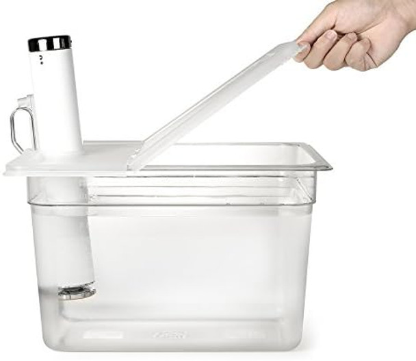 Everie Sous Vide Container 12 Quart With Collapsible Hinged Lid Compatible With Breville Joule Sous Vide Immersion Circulator Cooker (Side Mount)