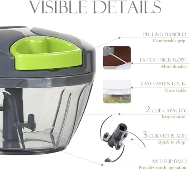 Manual Food Processor Vegetable Chopper Portable Hand Pull String Garlic Mincer Onion Cutter Garlic Grinder Shredders Masher Crusher Complementary Food Mixer For Fruits.