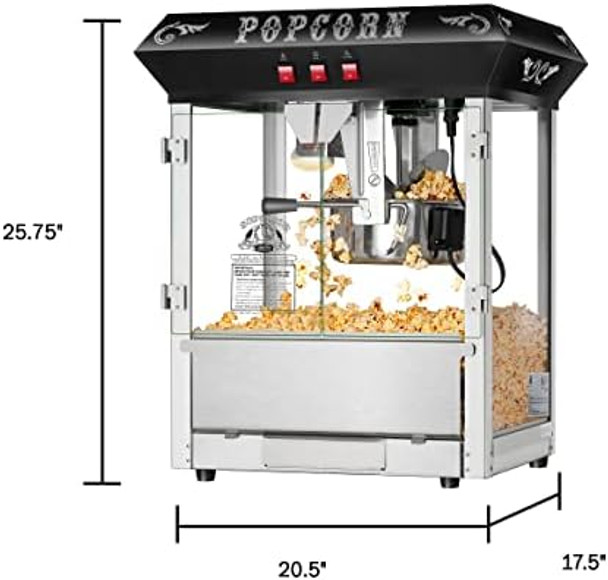 Superior Popcorn Hot And Fresh Popcorn Machine - Black 8 Ounces