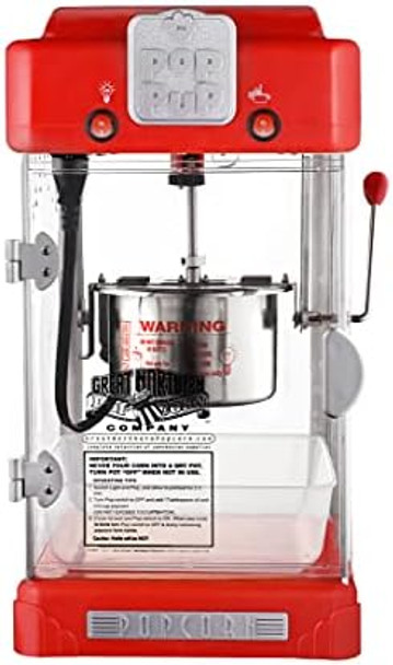 Princeton Popcorn Machine With Cart - 8Oz Popper With Stainless-Steel Kettle Warming Light And Accessories By Great Northern Popcorn (Red)