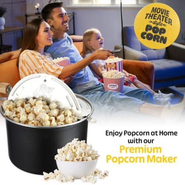 Foundation Popcorn Machine With Cart - 8Oz Popper With Stainless-Steel Kettle Warming Light And Accessories By Great Northern Popcorn (Black)