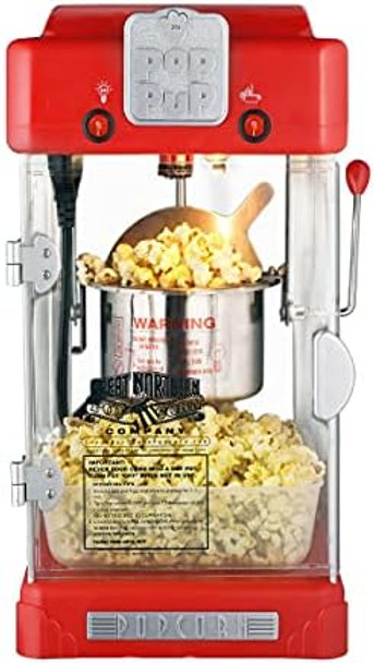 Pop Pup Popcorn Machine - 2.5Oz Popper With Stainless-Steel Kettle Serving Tray Warming Light And Accessories By Great Northern Popcorn (Red)