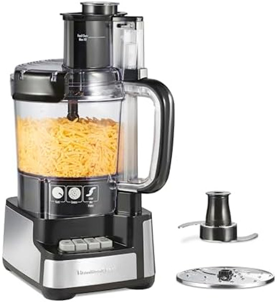 Hamilton Beach Stack & Snap Food Processor And Vegetable Chopper Bpa Stainless Steel Blades 12 Cup Bowl 2-Speed 450 Watt Motor Black (70725A)