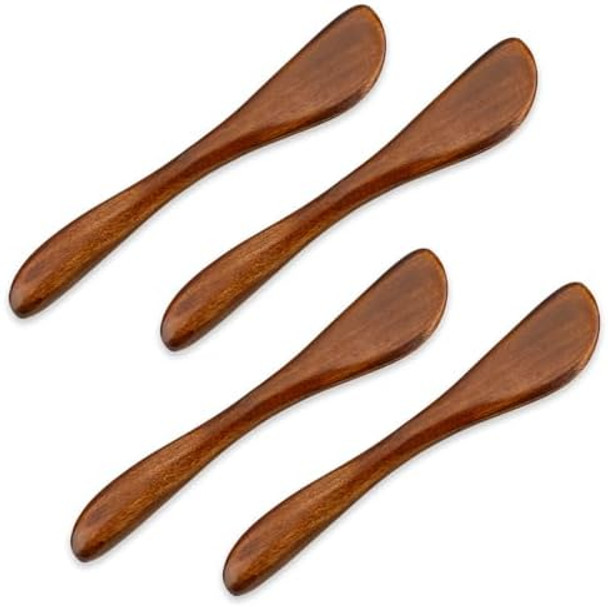 4Pcs Wooden Butter Knife 6 Inch Jelly Cheese Spreaders Sandwich Spreaders Condiment Knive Wooden Mini Spatulas For Kitchen