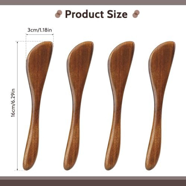 4Pcs Wooden Butter Knife 6 Inch Jelly Cheese Spreaders Sandwich Spreaders Condiment Knive Wooden Mini Spatulas For Kitchen