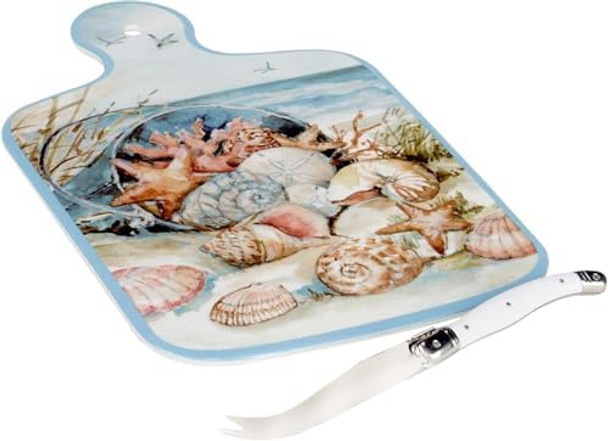 International Coastal Landscape Cheese Board With Knife Set 13.25-Inch Length For Everyday Use Kitchen Accessories Party Celebration